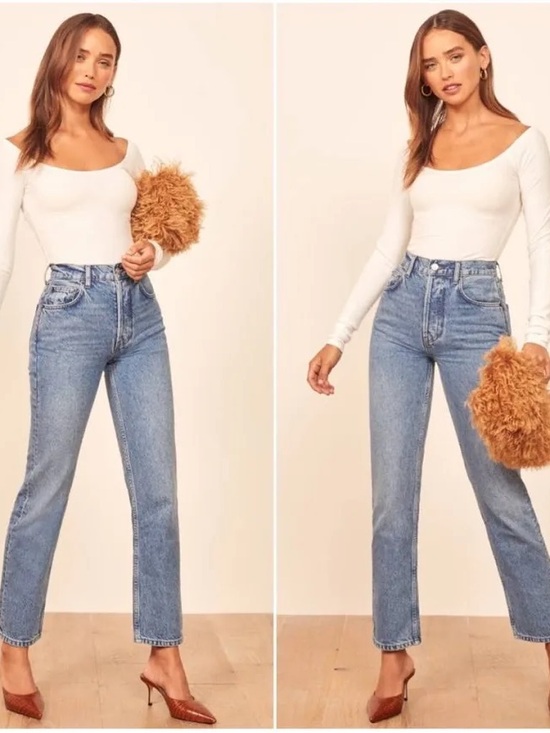 Denim - Reformation Cynthia High Rise Straight Jeans in Colorado Wash